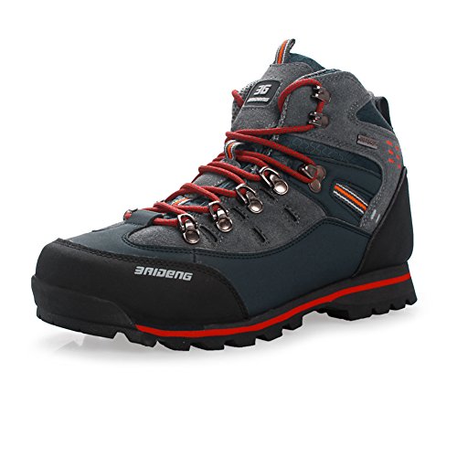 Gomnear de los hombres Botas de montaña Alta subida Trekking Zapatos Antideslizante Respirable Impermeable Para caminar Alpinismo (UK7.5/EU42, anaranjado azul marino)